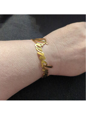 Gold Tone D'andra Name Unique Cuff Statement Bracelet